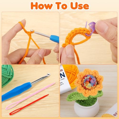8x50g Beginner Crochet Yarn for Crocheting, 8 Colors Cotton Yarn for Gifts - Image 6