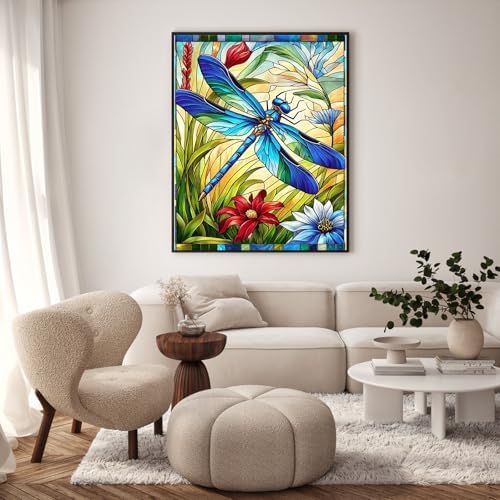 Paint by Numbers Kit for Adults, Dragonfly Stained Glass, 16 x 20 Inch - Image 2