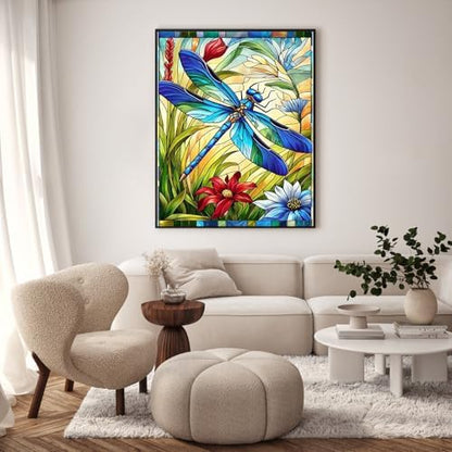 Paint by Numbers Kit for Adults, Dragonfly Stained Glass, 16 x 20 Inch - Image 2