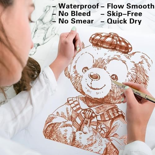 Muchcute Micro Fineliner Drawing Art Pens: 6 Sepia Artist Supplies Adults - Image 4