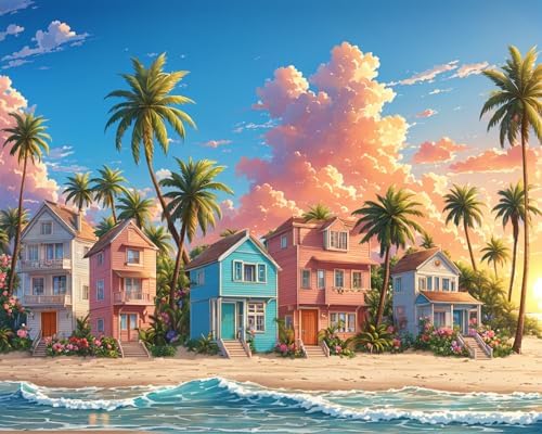Lovepefe Romantic Beach Paint by Numbers Kit for Adults Beginners Seaside Painting by Number Kits on Canvas Landscape DIY Oil Painting Art Gifts Home Wall Decor 16x20 Inch by Unknown