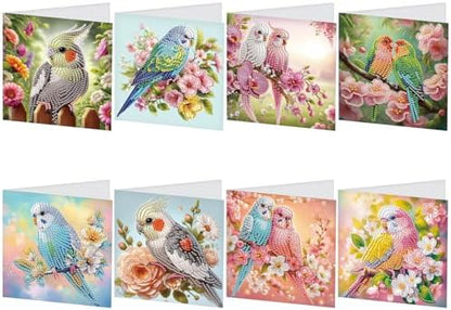 JISHSHAY 8 PCS Diamond Art Greeting Cards Bird Diamond Painting Birthday Cards Animal Gem Art Bird Gem Painting Mosaic Kits for Adults for Thanksgiving Anniversary Valentine Graduation All-Occasion by Unknown