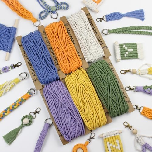 BUFANTL DIY Macrame Kit for Adults Beginners, 77 PCS Macrame Supplies with 9 Projects, 6 Colors Macrame Cord & Full Craft Materials, Great Gift Idea for Craft Lovers - Image 5