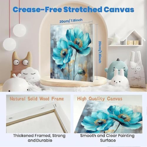 4 Pack Paint by Numbers Kit for Adults Beginners Framed - Flowers Adults Paint by Numbers Kits on Canvas with Paints and Brushes, Flowers Small Oil Paint by Number Kits for Home Decor 8 X 8 Inch - Image 5
