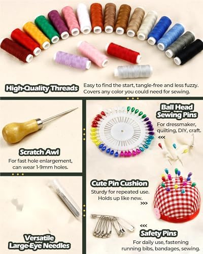 Heavy Duty Sewing Kit, Upholstery Repair Sewing Kit with Sewing Awl, 120PCS - Image 3