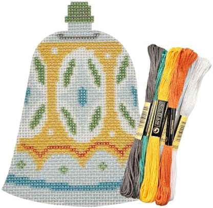 Howie's Needlepoint Christmas Needlepoint Kits, 18CT Printed Embroidery Pattern Starter Kits, Stamped Patterns Canvas Kits(Green Bell,3.5x4inch) by HowiesNeedlepoint