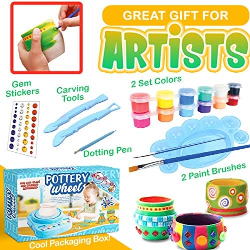 Insnug Mini Kids Pottery Wheel: Complete Painting Kit for Beginners with Modeling Clay and Sculpting Tools, Arts & Crafts Small Banding Wheel for Pottery, Tiny Pottery Wheel for Kids Age 8-12, 10-13 - Image 5