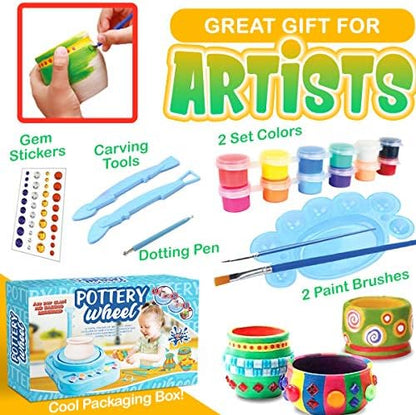 Insnug Mini Kids Pottery Wheel: Complete Painting Kit for Beginners with Modeling Clay and Sculpting Tools, Arts & Crafts Small Banding Wheel for Pottery, Tiny Pottery Wheel for Kids Age 8-12, 10-13 - Image 5