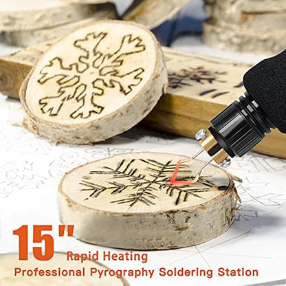 Preciva Wood Burning Kit with Two Handles, 40W 482-1382℉ Adjustable Temperature Wood Burning Tool Set, 20 Tips for Pyrography Wood Engraving Craft - Image 6