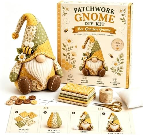 DIY Patchwork Animal Kit,Make Your own Cute Animals; Christmas Elf Patchwork Kit; Suitable for Adults and Beginners as a Sewing Project; Perfect for Home Decor and Gifts (Yellow Bee) by Unknown