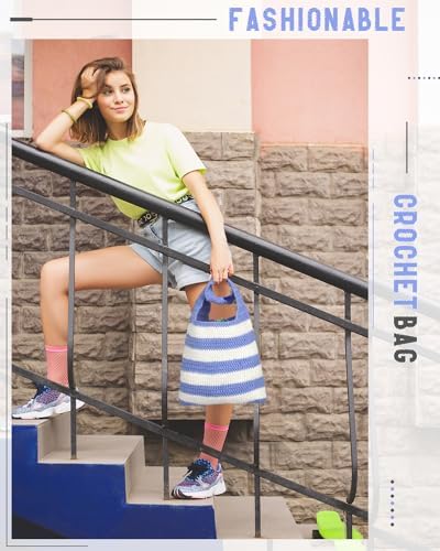Katech Crochet Kit for Beginners w/Striped Tote Bag 3-1 Step-by-Step Guide - Image 5