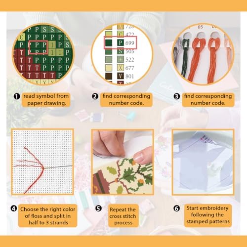 FREEBLOSS 11CT Cross Stitch Kit Stamped Cross Stitch Craft Kit with Stitching Guide for Beginners Folk Painting Embroidery Set Crossstitch Wall Hanging Set 13.8x19.7inch - Image 4