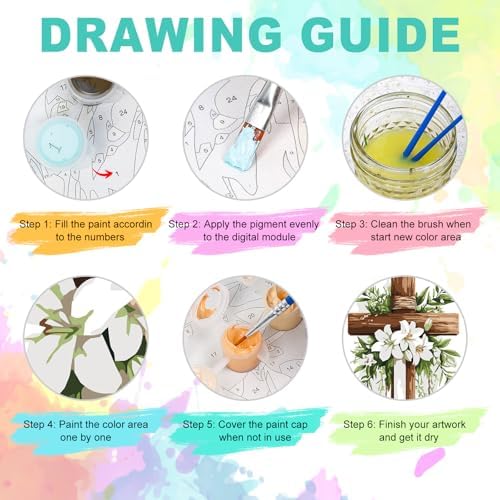 GEEHEIY Framed Paint by Numbers Kit for Adults, Cross Lilies, 8 x 12 Inch - Image 6