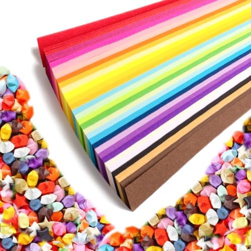 Origami Paper Stars, Colorful Handcraft Origami Lucky Star Paper DIY Paper Arts Creativity Hand Art Crafts (27 color mixed pack (1350) sheets) by Hvogvok