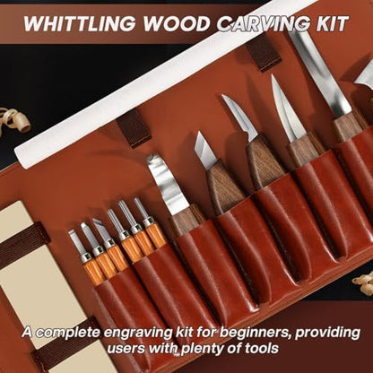 17Pcs DIY Wood Carving Tools, 6 Whittling Knives, 5 Detail Carving Knives - Image 4