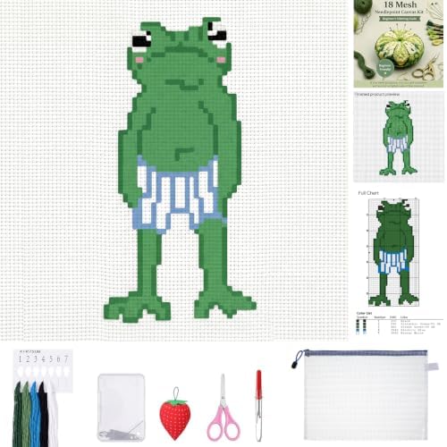 XunYee 18 Mesh Needlepoint Canva for Beginner, Frog by XunYee
