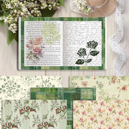 Green Scrapbook Paper Green Floral Pattern Papers Pad 12×12,24 Sheets Double-Sided Bobo Floral Scrapbooking CardStock Paper Supplies for Holiday Cardmaking DIY Junk Jounal Papers. - Image 6
