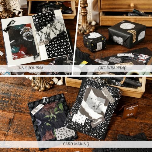 50 Sheets Black Textured Scrapbook Paper,Junk Journal Scrapbooking Supplies - Image 6