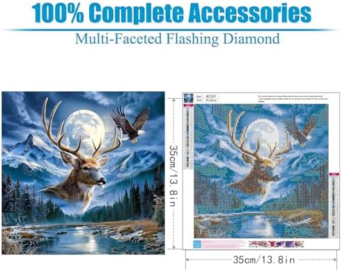 Lophomie Diamond Art Kits for Adults, 5D Deer & Eagle Diamond Painting Kits - Image 5