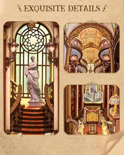 Rolife Book Nook Kit Baroque Library Snap-Fit 3D Wooden Puzzles for Adults - Image 3