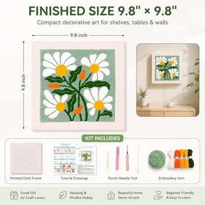 HRTHRT Punch Needle Kit for Beginners, 9.8" Frame Yarn Craft Set(Green) - Image 2