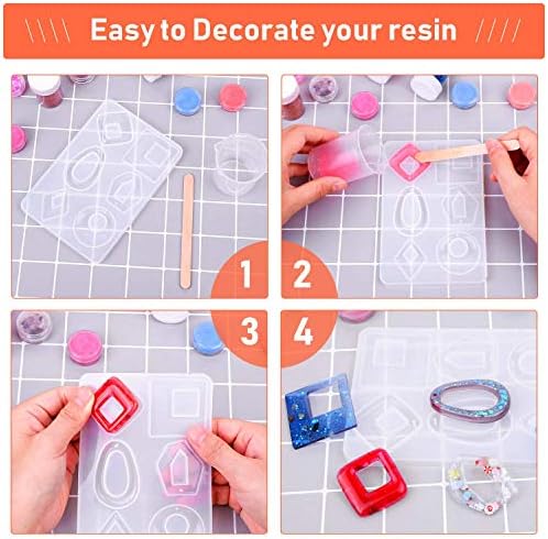 Resin Molds for Jewelry, Paxcoo 678pcs Earring Making Kit with 28pcs Epoxy Molds and 650pcs Earring Hooks, Jump Rings for Pendants, Resin Crafts, DIY Earring - Image 5