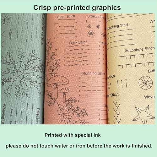 Myfilicity Embroidery Beginners Stitch Practice kit, 3 Embroidery Starter Kits, Learn 30 Different Stitching Techniques for Craft Enthusiasts to Hand-Stitch Fabric and Learn Embroidery Skills… - Image 2