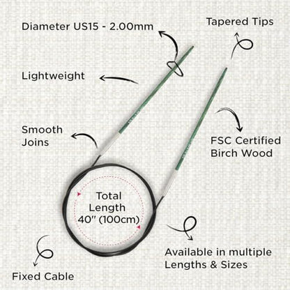 KnitPro Dreamz Fixed Circular Needles 40" (100cm) | US Size 0 (2mm) - Image 3