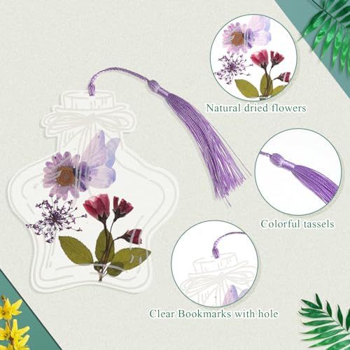 Taobary 91 Pcs DIY Dried Flowers Bookmarks Transparent, Vintage Color - Image 4