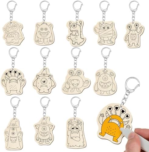RattanView 24 Pcs Monster Craft Keychains DIY Keychain, 12 Styles by RattanView