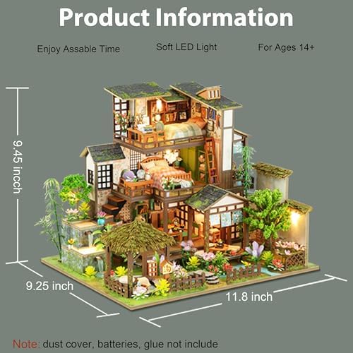 ISSEVE Miniature House Kit, Tiny House Building Kit Bamboo Spring Courtyard - Image 2