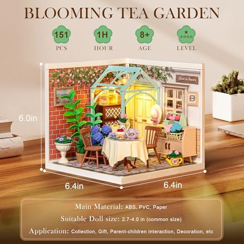 Rolife Super Creator-DIY Plastic Miniature House for Adults, Mini Blocks Model Kit Building Set for Teens 8-12, DIY Crafts/Hobbies/Building Blocks Toys for Teens&Adults (Blooming Tea Garden) - Image 4