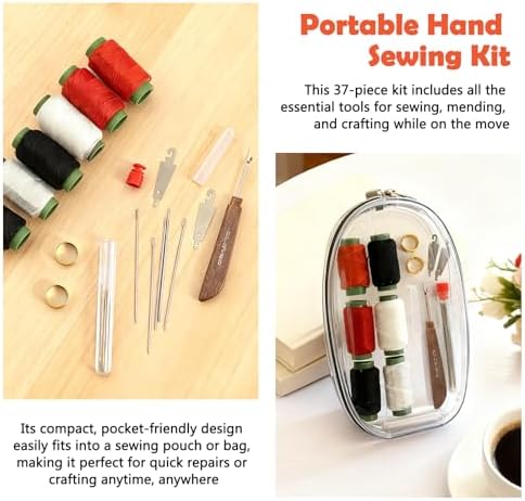 37 Piece Sewing Kit, Portable Sewing Tool Set with Stainless Steel Needles, Thread, Seam Ripper & Thimbles, Compact DIY Hand Sewing Kit for Home, Travel & Emergency Repairs - Image 3