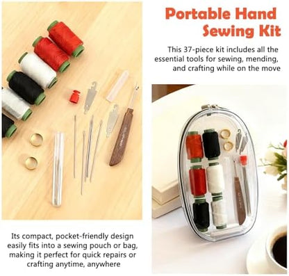37 Piece Sewing Kit, Portable Sewing Tool Set with Stainless Steel Needles, Thread, Seam Ripper & Thimbles, Compact DIY Hand Sewing Kit for Home, Travel & Emergency Repairs - Image 3