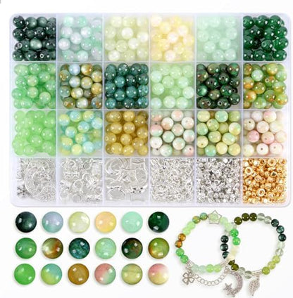 Glass Beads for Jewelry Making, 18 Colors Glass Beads for Bracelets Making kit Including 2-8mm Bead spacers/Lava Beads/Stone Rock DIY Jewelry Making Supplies for Adults, Bracelets Earring Making kit by RUOMOXI+Y