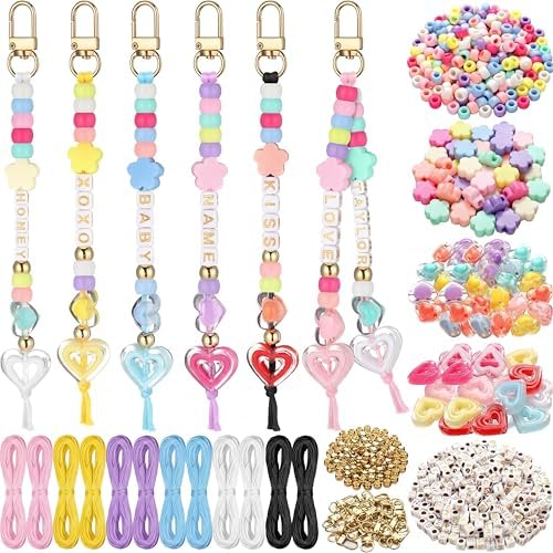 Landical 564 Pcs DIY Bead Keychain Kit Key Chain Making Craft Clear Colo by Landical