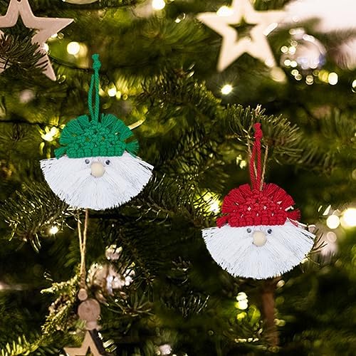 FREEBLOSS 6 Set DIY Macrame Christmas Gnomes Macrame Santa Claus for Christmas Tree Decor Christmas Tree Hanging Gnomes Santa Elf for Holiday Decor, Instructions Included - Image 4