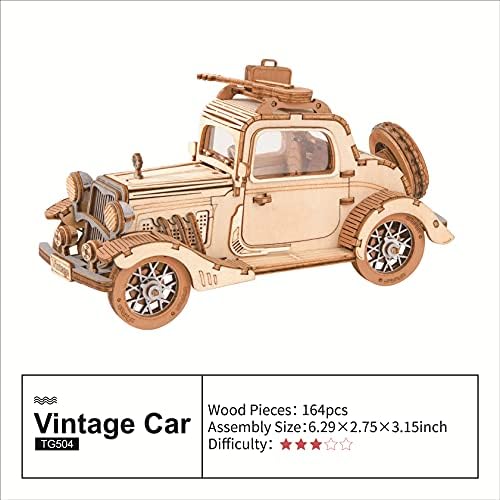 ROBOTIME 3D Wooden Puzzles Car DIY Model Kits to Build Wooden Model Vintage Car Craft Gift for Collection Lover - Image 3