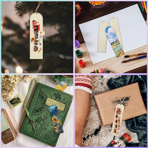 100 PCS Arch Unfinished Wood Bookmarks with 10M Rope - Image 5