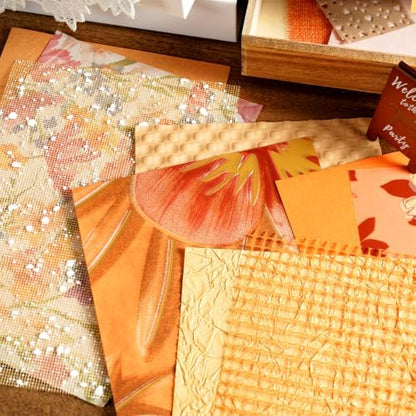 50 Sheets Orange Scrapbook Paper Textured Mesh Fabric Assorted - Image 3
