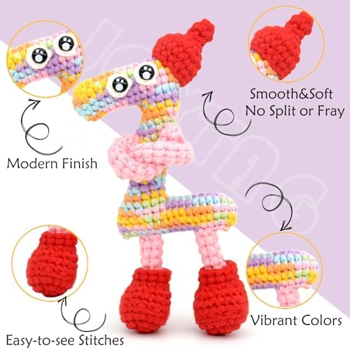 4 Pack Rainbow Beginner Crochet Yarn for Crocheting Knitting Multicolor Cotton Crochet Yarn for Beginners with Easy-to-See Stitches Cotton-Nylon Blend Easy Yarn for Beginners(Rainbow Mixed 03) - Image 5
