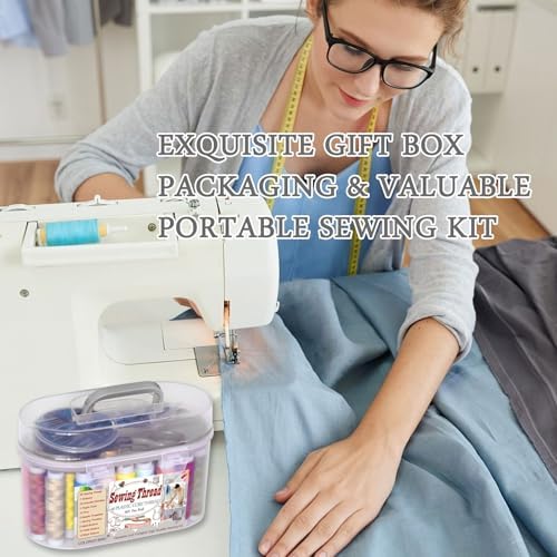 40 Spools of Sewing Thread,Gift Box Portable Basic Sewing Repair Kits (Grey) - Image 6