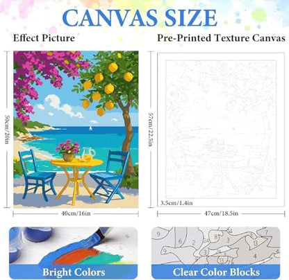 ZRIZQ Landscapes Paint by Numbers Kit for Adults Beginner,Lemon Tree,16x20 - Image 2