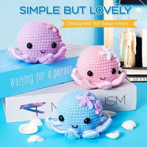 Crochet Kit for Beginners: Make 3 Cute Amigurumi Animals with Easy-to-Follow Video Tutorial, Complete Beginner Crochet Kits for Kids Adults, Creative Christmas Birthday Gift Idea for Women & Girls - Image 2