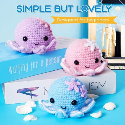 Crochet Kit for Beginners: Make 3 Cute Amigurumi Animals with Easy-to-Follow Video Tutorial, Complete Beginner Crochet Kits for Kids Adults, Creative Christmas Birthday Gift Idea for Women & Girls - Image 2
