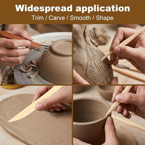 Pottery Trimming Tool for Clay and Ceramics, Double Ended Stainless Steel Pottery Wheel Tool with 10 Pack Clay Sculpting Tools for Bowl, Cup and Vase Foot Trimming (6 mm) - Image 3