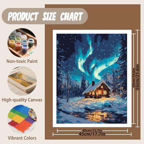 XTCIXAL Paint by Numbers Kit for Adults, Aurora, 16X20 Inch - Image 4
