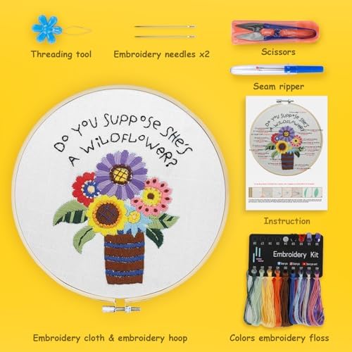 BERYA Cactus Embroidery Kit Including Video Step by Step Instructions Embroidery Hoop,Color Threads and Embroidery Scissors for Beginners-Handmade Needlepoint Kits for Adults - Image 2