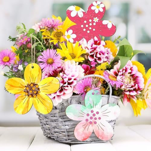 Large Size 7 inch Wooden Spring Ornaments to Paint, Wooden Flower Cutouts DIY Blank Unfinished Round Wood Discs Ornament for Crafts Hanging Decorations(10PCS) - Image 4