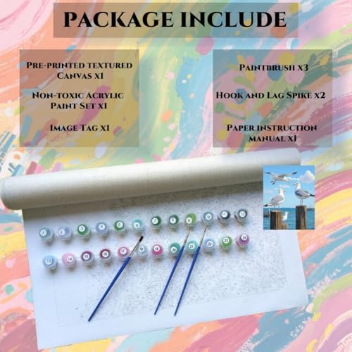 ACANDYL Seagull Paint by Numbers Kit for Adults Paint by Numbers for Adults Beginner Seaside Canvas Painting by Number Sea DIY Acrylic Oil Painting on Canvas Arts Craft Decoration for Wall 16x21 Inch - Image 7